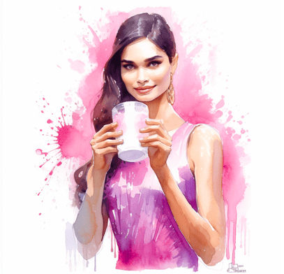 Is almond milk good for acne - Filipina woman with glass of almond milk