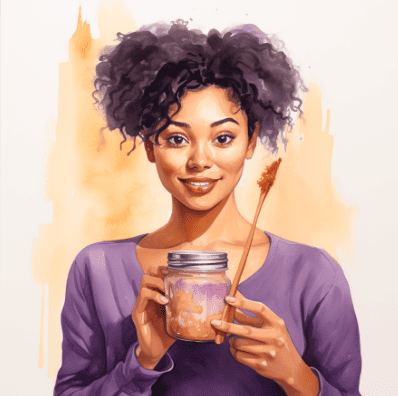 Does peanut butter give you acne? Woman with peanut butter