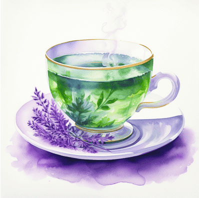 Glass cup of green tea.