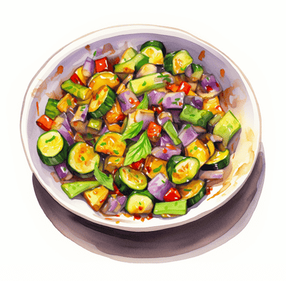 Zucchini and eggplant stiry-fry