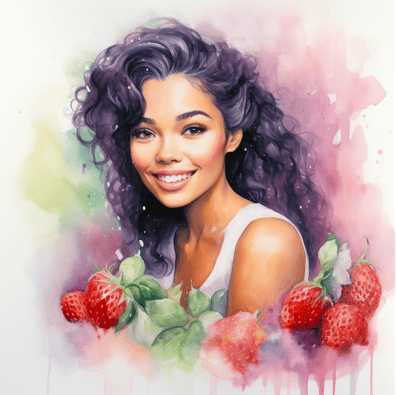 A woman with strawberries