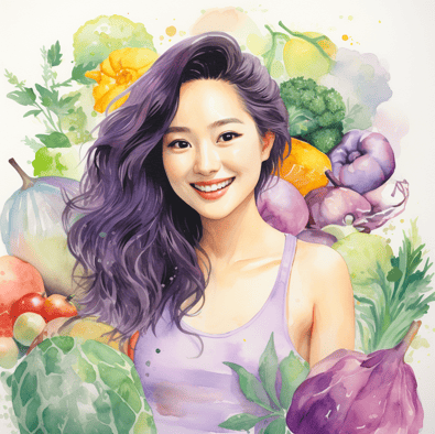 retinol vs collagen vs hyaluronic acid - woman with fruit and vegetables