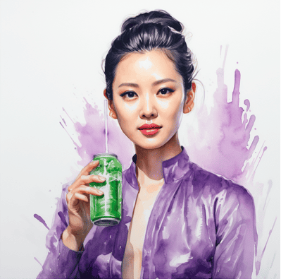 Do energy drinks cause acne? Woman with energy drink