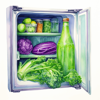 Bottle of celery juice in fridge