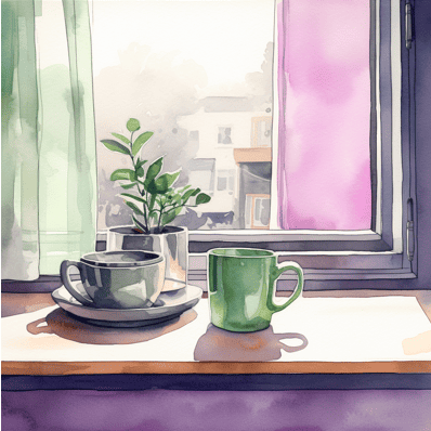 Cup of black tea in green cup
