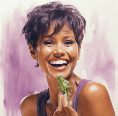 Cilantro vs celery - woman eating celery 