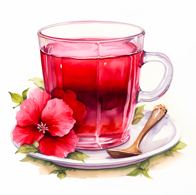 Glass cup of hibiscus tea