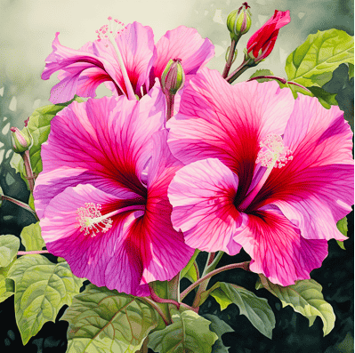 Hibiscus flowers in a garden