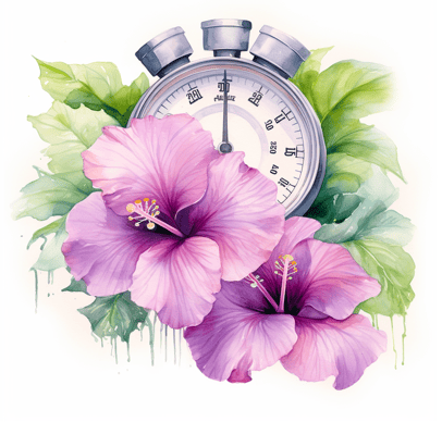 Hibiscus flowers with a timer