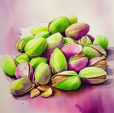 Pistachios on purple background