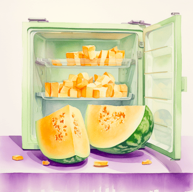 Cantaloupe in fridge