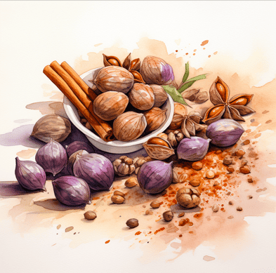 Fresh whole nutmeg