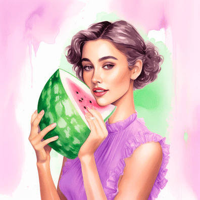 Woman eating watermelon