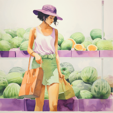 Woman shopping at grocery store