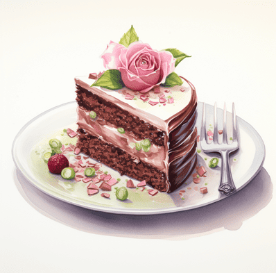 Chocolate cake with rose petals - pink foods list
