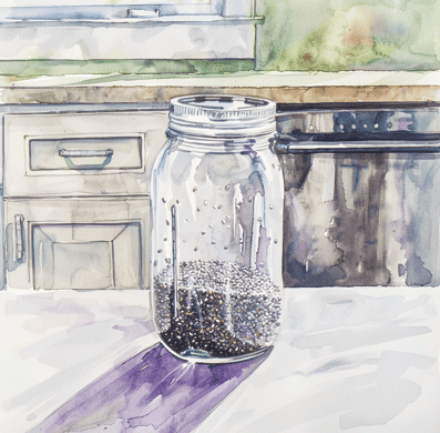 Jar of chia seeds