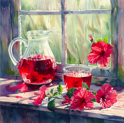 Jug of hibiscus tea