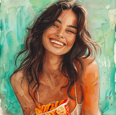 Woman with hot cheetos