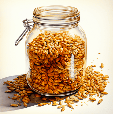 Jar of barley grains