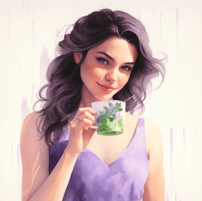 Radiant woman drinking tea