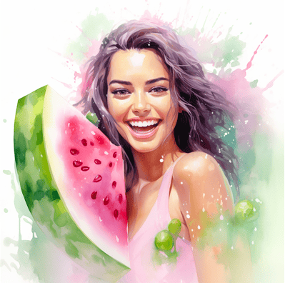 Woman with watermelon