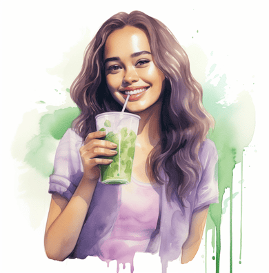 Woman drinking almond milk
