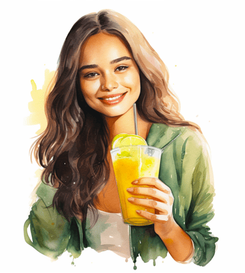 Woman drinking mango smoothie