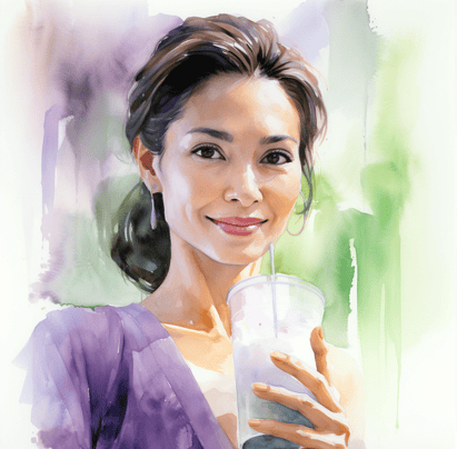 Woman drinking soy milk