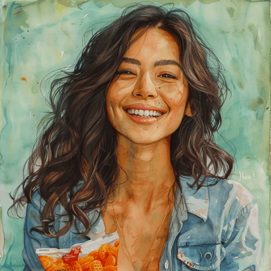 Woman smiling with hot cheetos
