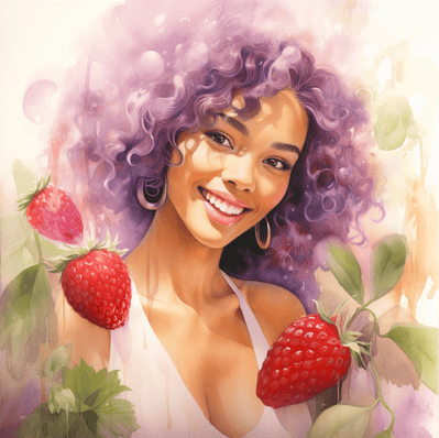Beautiful woman with clear skin and strawberries

