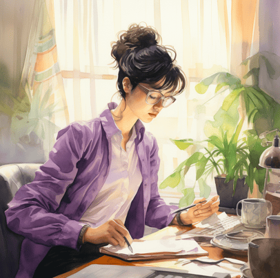 Woman working inside